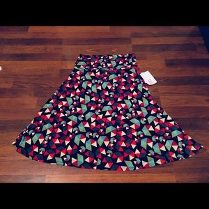 Lularoe M Azure Skirt - navy blue red yellow green